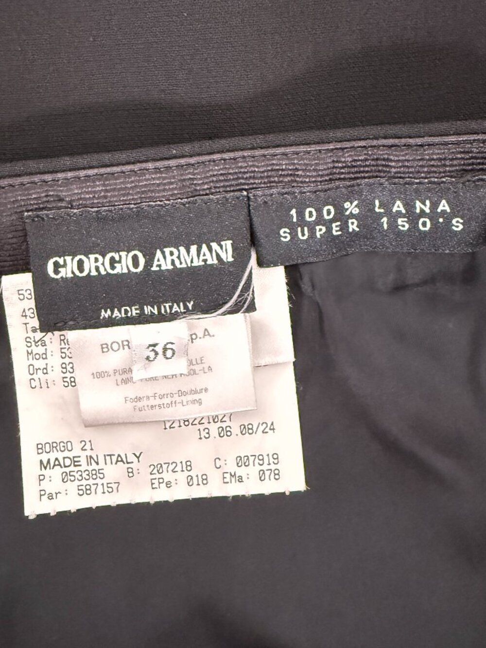 Giorgio Armani Wool Black 2-Pc Corporate Luxury Suit Set 36-38/XXS-XS - Picture 13 of 16